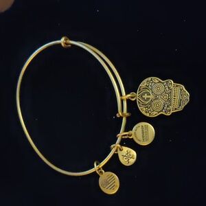 Alex and Ani Women's Gold Tone Bracelet - Calavera Charm